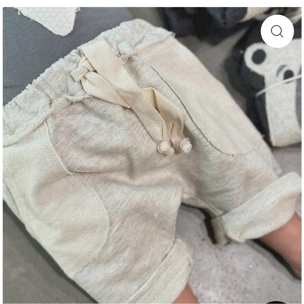 Soft Beige Kids Shorts with Drawstring by boutique brand, Oh Baby!